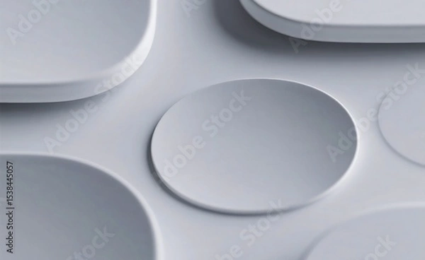 Fototapeta Soft neumorphic background generative ai image with light grey shapes and embossed