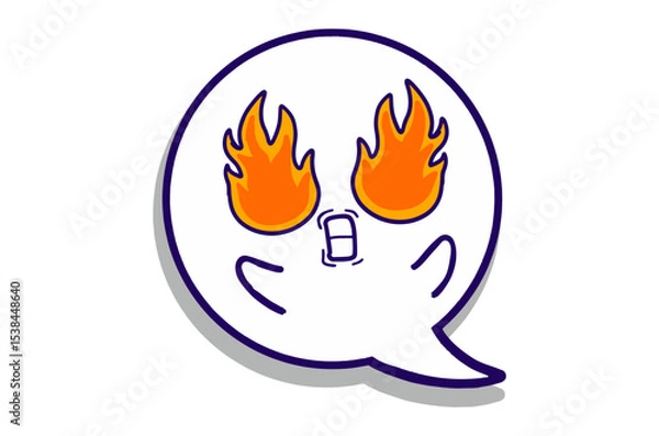 Fototapeta Burning Spirit with Fiery Eyes expression Emoji Bubble Chat Mascot Characters
