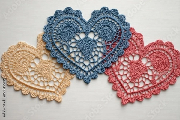 Fototapeta Charming heart-shaped doily designs for creative crafting, scrapbook embellishments, and unique decorative projects