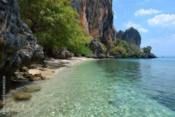 Fototapeta Serene tropical beach escape in thailand for wanderers seeking picturesque landscapes and unforgettable adventures in paradise