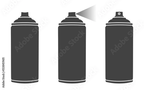 Fototapeta Spray paint bottle icon. Aerosol spray aluminium can package logo sign. Graffiti paint. Vector illustration image. Isolated on white background.