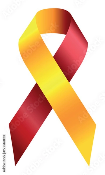Fototapeta Yellow-red awareness ribbon. Realistic Awareness Yellow with red ribbon. World Hepatitis Day. 3d tape EPS 10. Design Template for poster, Website Magazine