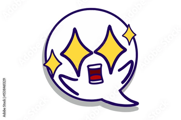 Fototapeta Amazed expression with starry eyes Emoji Bubble Chat Mascot Characters