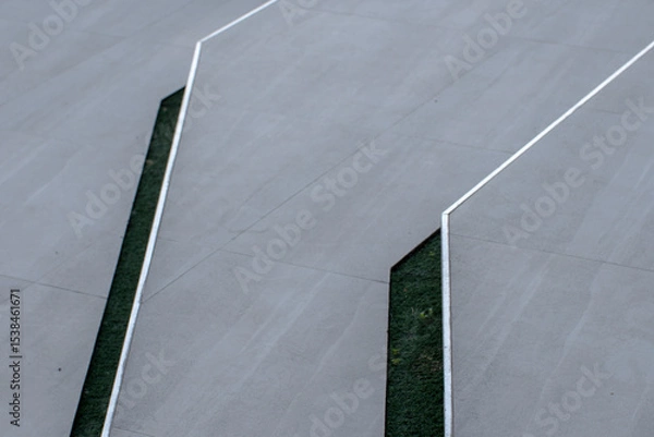 Obraz Modern concrete pavement with grass strips