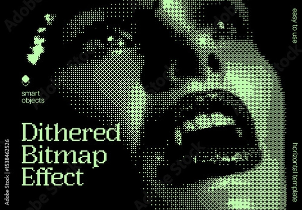 Fototapeta Dithered Bitmap Photo Effect Mockup