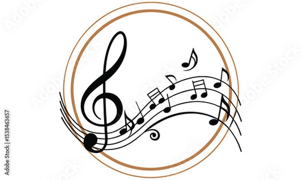 Fototapeta Elegant treble clef and musical notes design isolated on transparent background