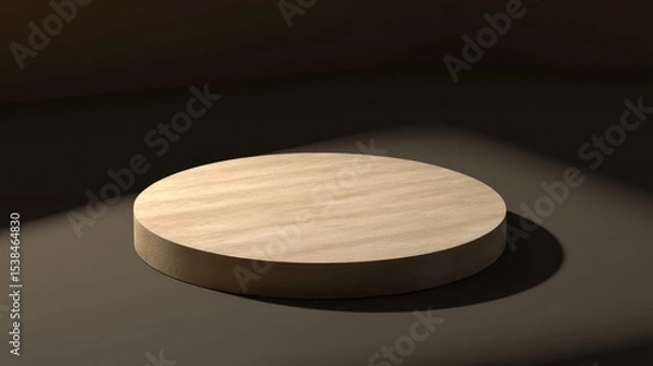 Obraz Circular wooden platform in a dark background.
