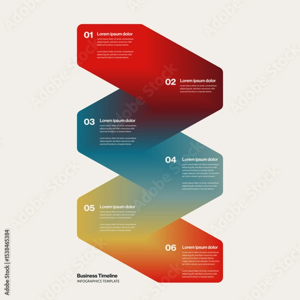 Fototapeta Colorful Business Timeline Infographic Template with 3D gradients. Editable eps10 vector.