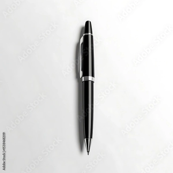Fototapeta Fountain pen on white background with writing and office tools