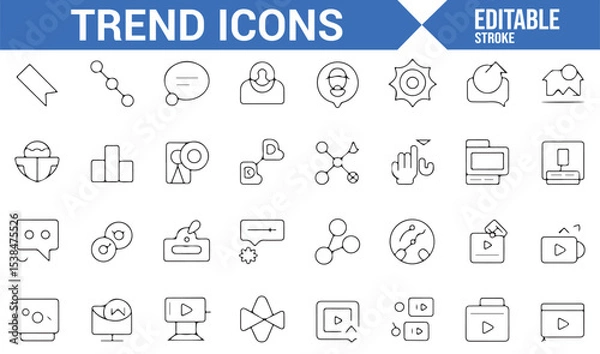 Fototapeta Trendy icons perfect for digital marketing, content creation, and video sharing.