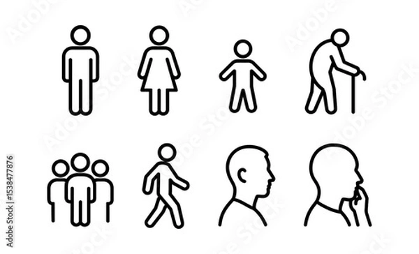 Fototapeta Simple icon set representing different stages and aspects of human life vector illustration