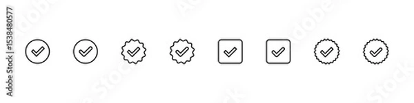 Fototapeta Checkmark icon. Check mark vector set. Checkmark line icon set. Checkbox sign. Vote sign. Correct yes sign. Isolated checkmark vector line set.