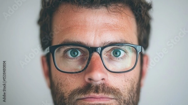 Obraz Serious man with glasses staring directly at the camera