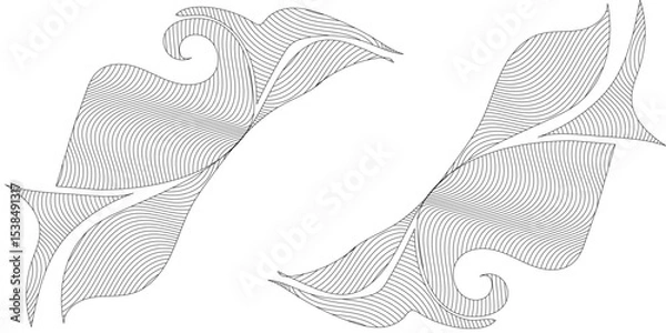 Obraz Abstract Vector line gold ornament fancy nature elegant vintage background. Hand drawn wavy branches.