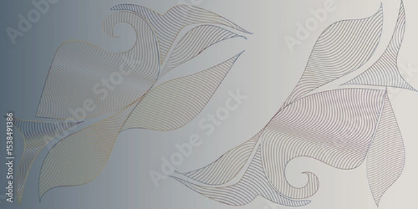 Obraz Abstract Vector line gold ornament fancy nature elegant vintage background. Hand drawn wavy branches.