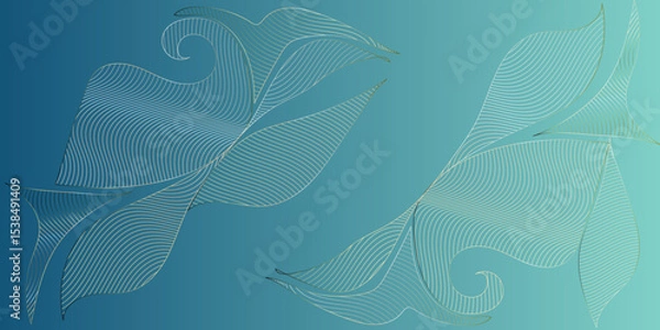 Obraz Abstract Vector line gold ornament fancy nature elegant vintage background. Hand drawn wavy branches.