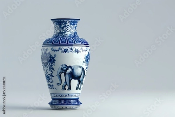 Fototapeta Ultra Hd Image of a Blue and White Chinese Vase with a Elephant on it