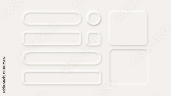 Obraz Neumorphism  Button Label Frame White 3d Elegant Shadow Web Vector Icon Ui Digital Neomorphism Interface