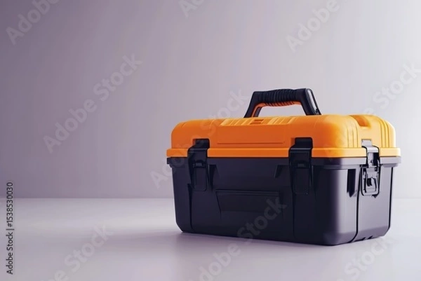 Fototapeta Detailed Color Image of Toolbox with Tools on White Background Isolated 3D Illustration