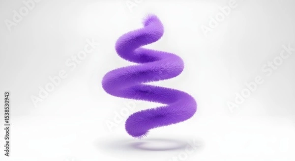 Obraz Soft Violet Fluffy Spiral Floating in White Space – Artistic 3D Abstract Design