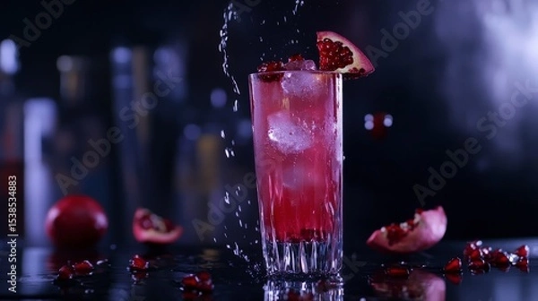 Obraz glass of juice on red background