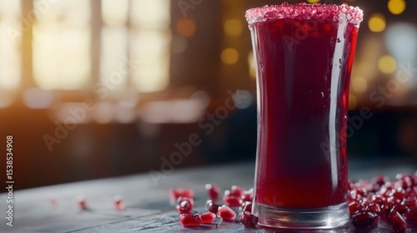 Obraz A Stunning Glass of Pomegranate Juice: Refreshing Recipe and Photography