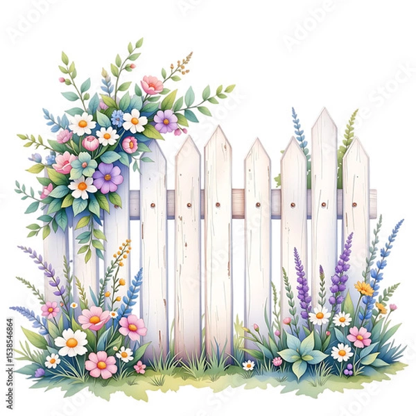 Fototapeta Floral decoration event garden fence digital artwork bright environment close-up view nature aesthetics