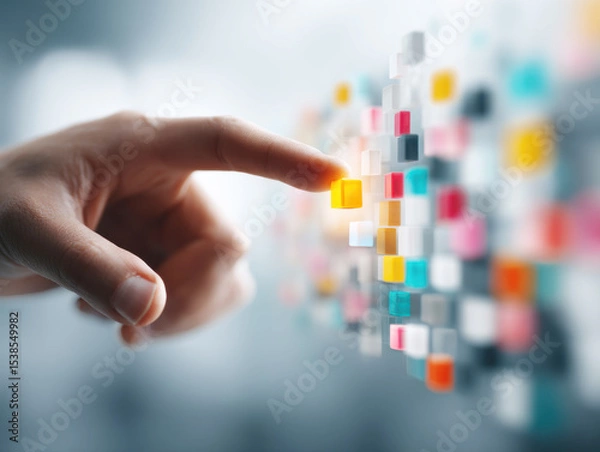 Obraz Interacting with digital interfaces through touch in modern tech