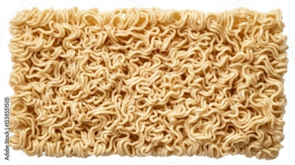 Obraz Close-up View of Uncooked Instant Noodles, Dried Noodle Texture, Food Photography isolated on white background