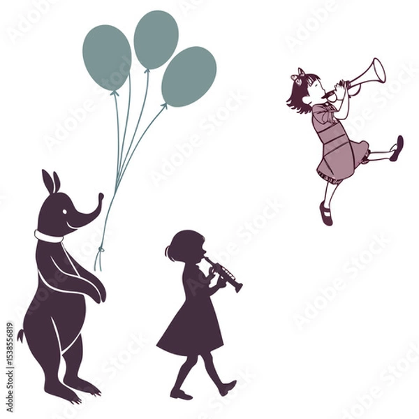 Obraz vector illustration of a girl and dog