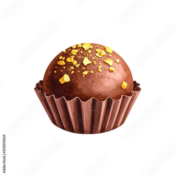 Obraz Chocolate truffle topped with crushed nuts in a paper cup. cut out. transparent background