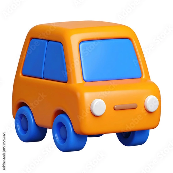 Obraz A colorful toy car with a blocky design, featuring orange and blue accents. cut out. transparent background