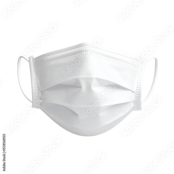Obraz Surgical face mask with pleated design and ear loops, commonly used for health and safety. cut out. transparent background