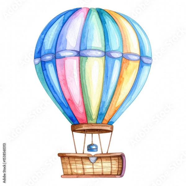 Obraz A colorful hot air balloon floating in the sky. cut out. transparent background