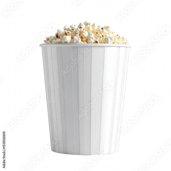 Obraz A white popcorn container filled with popped corn. cut out. transparent background