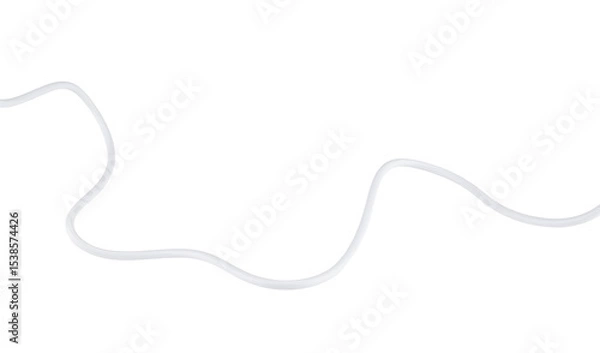 Obraz Piece of white electrical wire cable from the USB adapter isolated on a transparent background. Full depth of field. PNG.