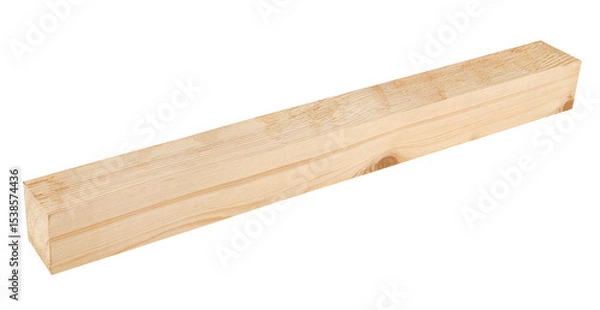Obraz Pine wooden beam isolated on a transparent background. Full depth of field. PNG.