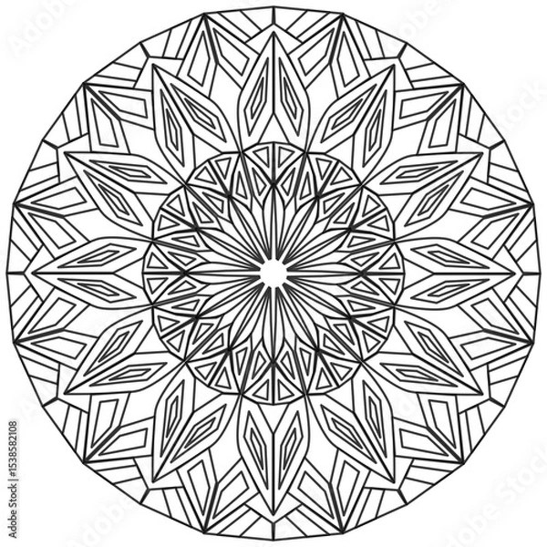 Fototapeta Mandala 373, ethnic, swirl pattern, object isolated on white background. Coloring page 432, hand drawn, vector.