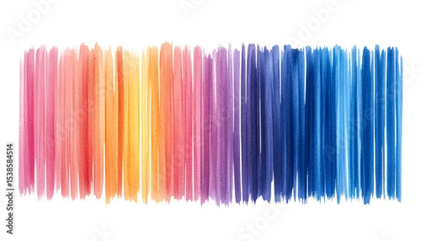Fototapeta Vertical rainbow watercolor brushstrokes arranged in spectrum order on transparent background, png