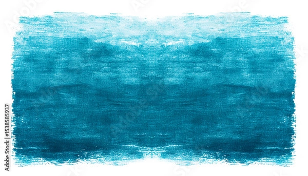 Fototapeta Symmetrical blue textured watercolor paint blot pattern on isolated transparent background, png