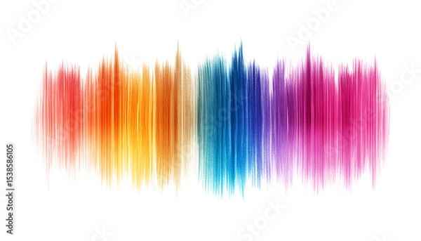 Fototapeta Vertical rainbow ink stroke with vivid color transition on isolated transparent background, png