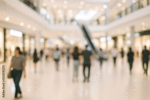 Fototapeta Blur the backdrop of shoppers in a retail center