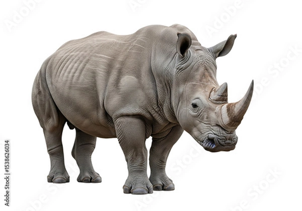 Fototapeta rhinocéros isolé sur un fond blanc