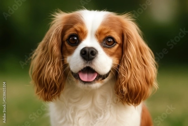 Fototapeta Detailed headshot of a regal spaniel breed dog