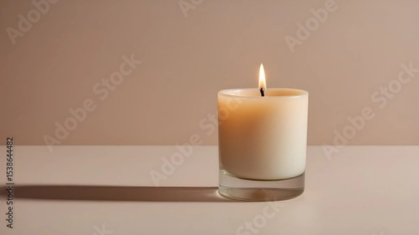 Fototapeta Candle decoration on a spacious background, free space for product