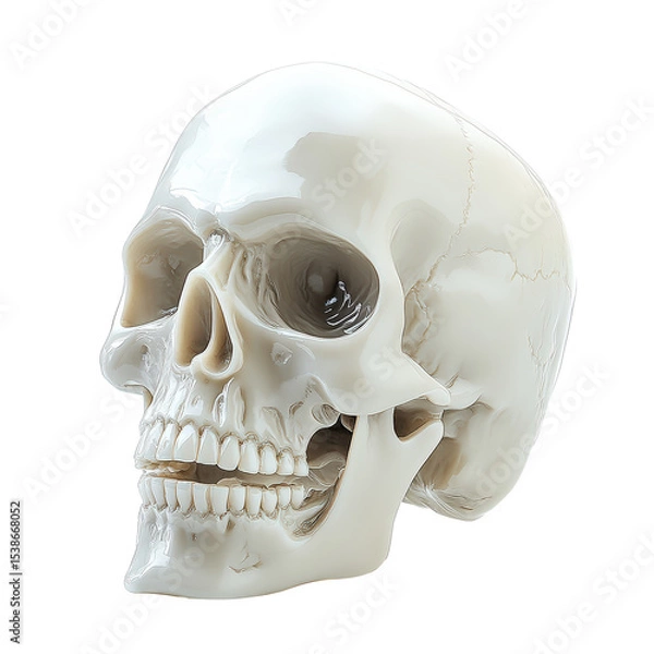 Fototapeta A white skull with a mouth open and teeth showing. The skull is a symbol of death and is often used in art and literature to represent mortality