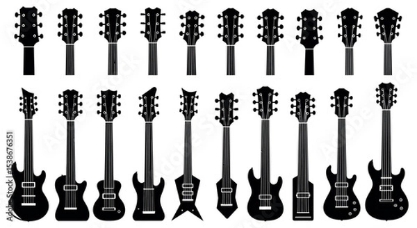 Obraz Collection of various guitar silhouettes for music concept design vector illustration