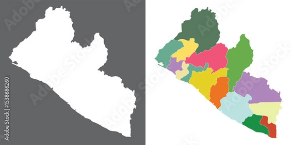 Fototapeta Liberia map in set. Map of Liberia in multicolor set