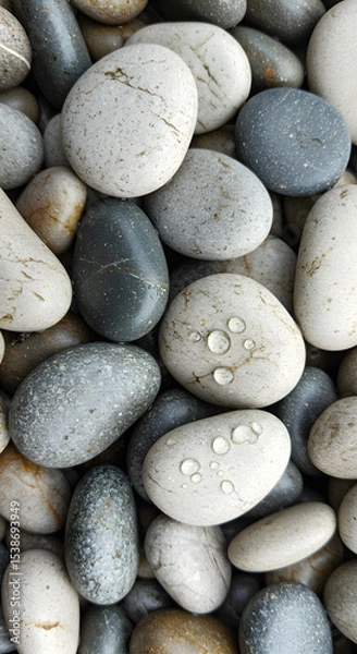 Obraz Wet Smooth River Pebbles Close Up