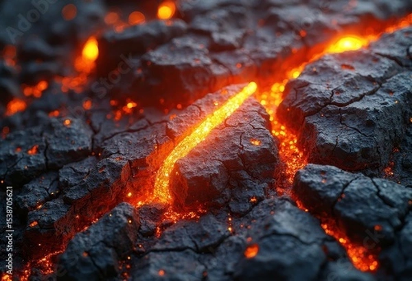 Obraz Cracks caused by lava flow